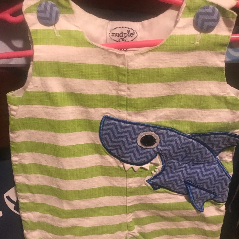 2 Outfits, Mudpie Appliqué Boys 0-6 Month Lot